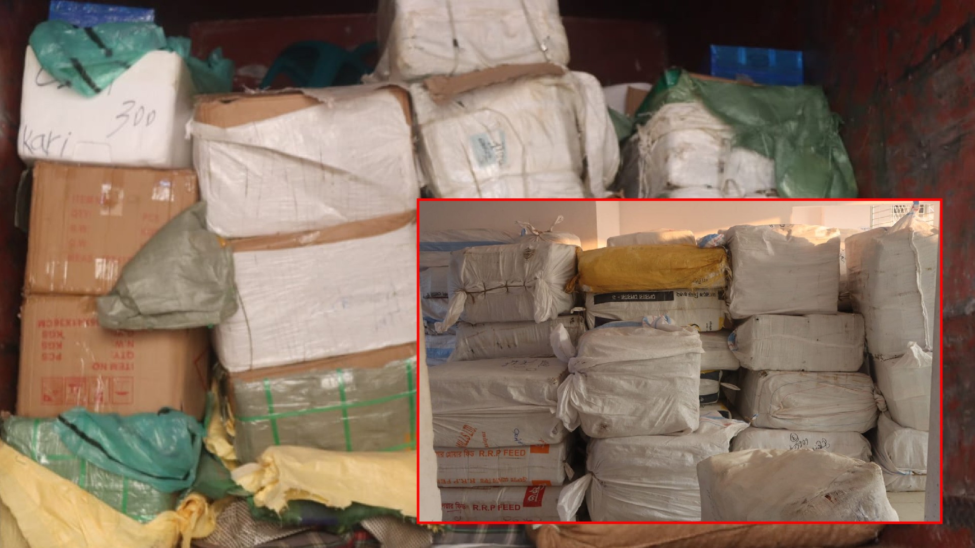 কুমিল্লায় এস এ পরিবহনে সেনাবাহিনীর অভিযানে বিপুল পরিমান ভারতীয় পণ্য জব্দ