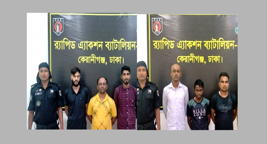 পৃথক অভিযানে ৬ ছিনতাইকারীকে আটক করেছে র‌্যাব-১০
